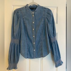 Veronica Beard Gathered Denim Shirt